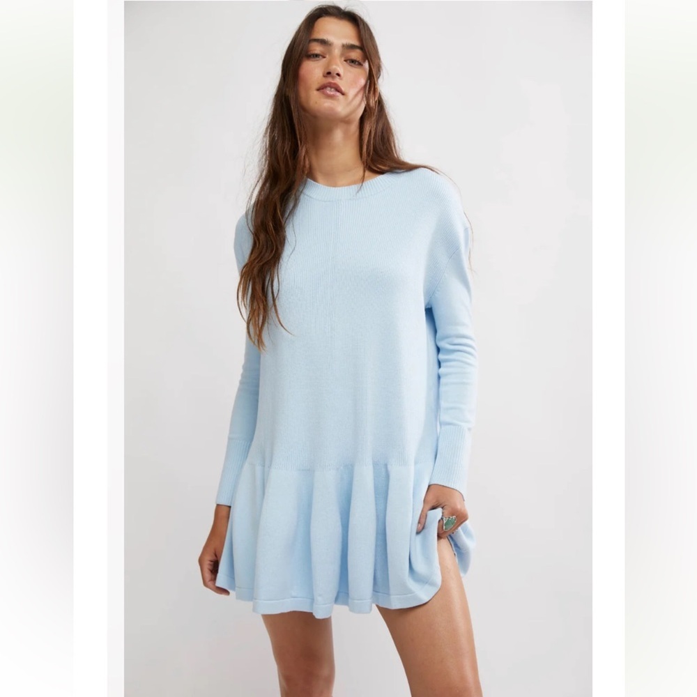 Free People Time on My Side Mini Dress Blue Sz Small